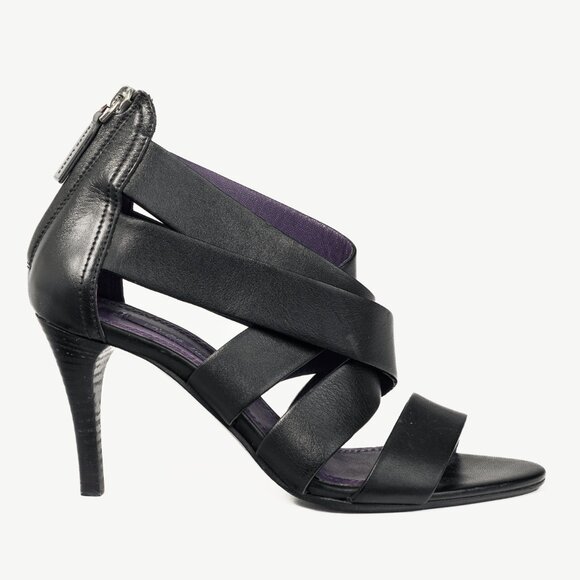 Ralph Lauren Collection Ardina II Black Strappy Leather Sandals - Picture 1 of 11